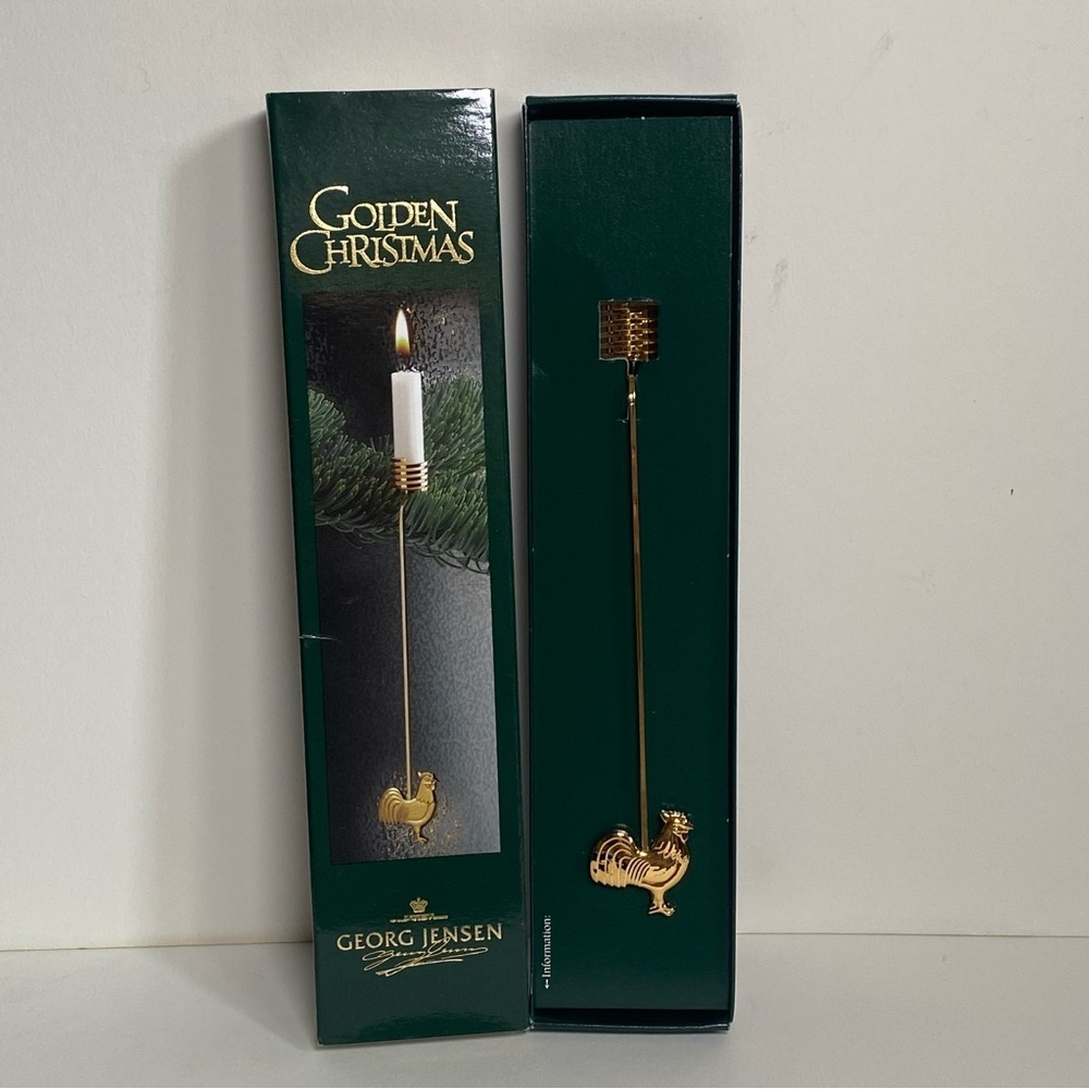 Georg Jensen 1999 Rooster Golden Christmas candleholder Made in Denmark